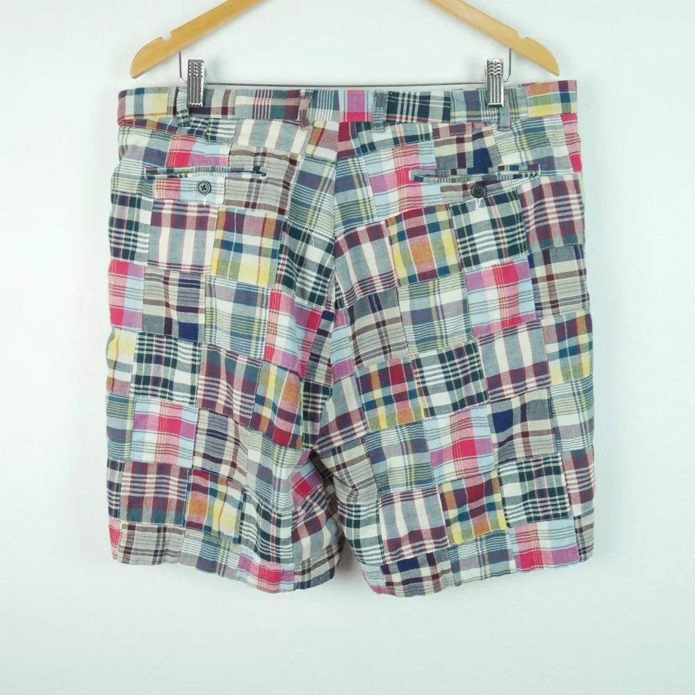 Garret Scott Mens Vintage Patchwork Madras Plaid Cotton Shorts Preppy Golf 38